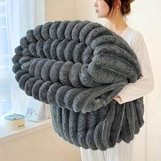 Modern Luxury Velvet Blanket – Ultra-Soft Faux Rabbit Fur, All-Season Comfort for Bed, Sofa & Travel