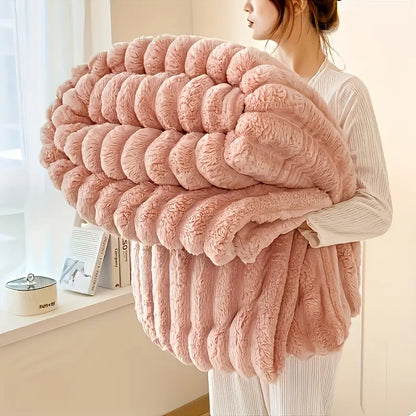 Modern Luxury Velvet Blanket – Ultra-Soft Faux Rabbit Fur, All-Season Comfort for Bed, Sofa & Travel
