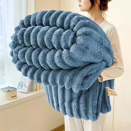Modern Luxury Velvet Blanket – Ultra-Soft Faux Rabbit Fur, All-Season Comfort for Bed, Sofa & Travel