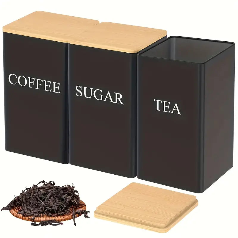 3-Piece Minimalist Bamboo-Lid Storage Canister Set